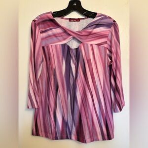 Barbara Lesser women’s keyhole top pink purple Medium